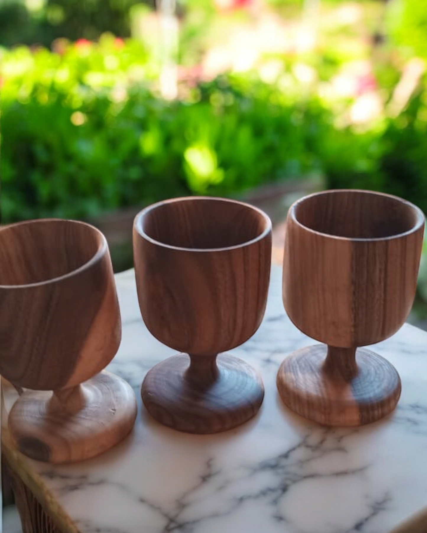 Set of 3 Walnut Wood Glasses