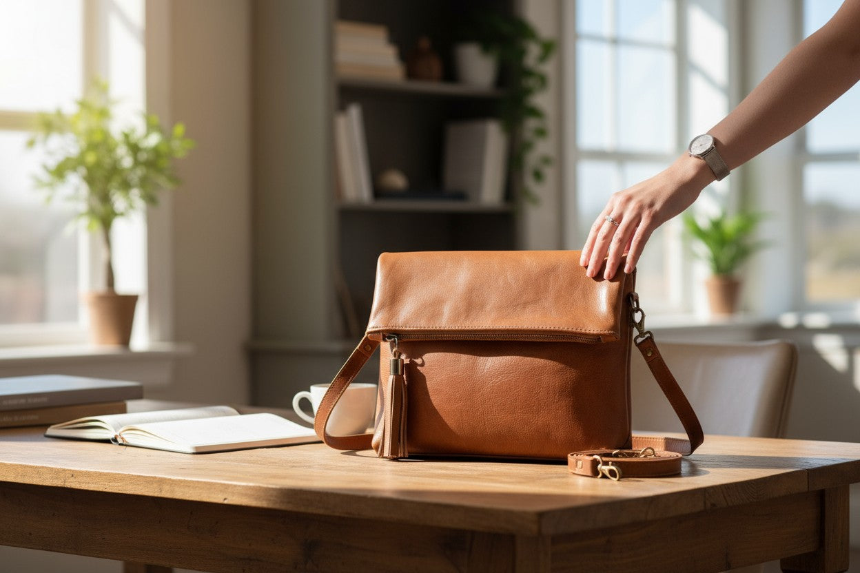 Pure Leather Women Bag – Handmade Full-Grain Leather Handbag