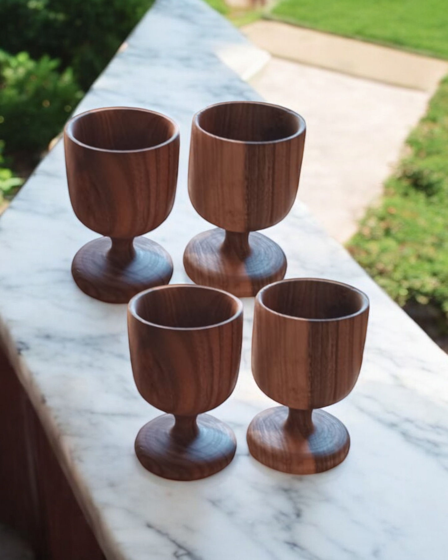 Set of 3 Walnut Wood Glasses