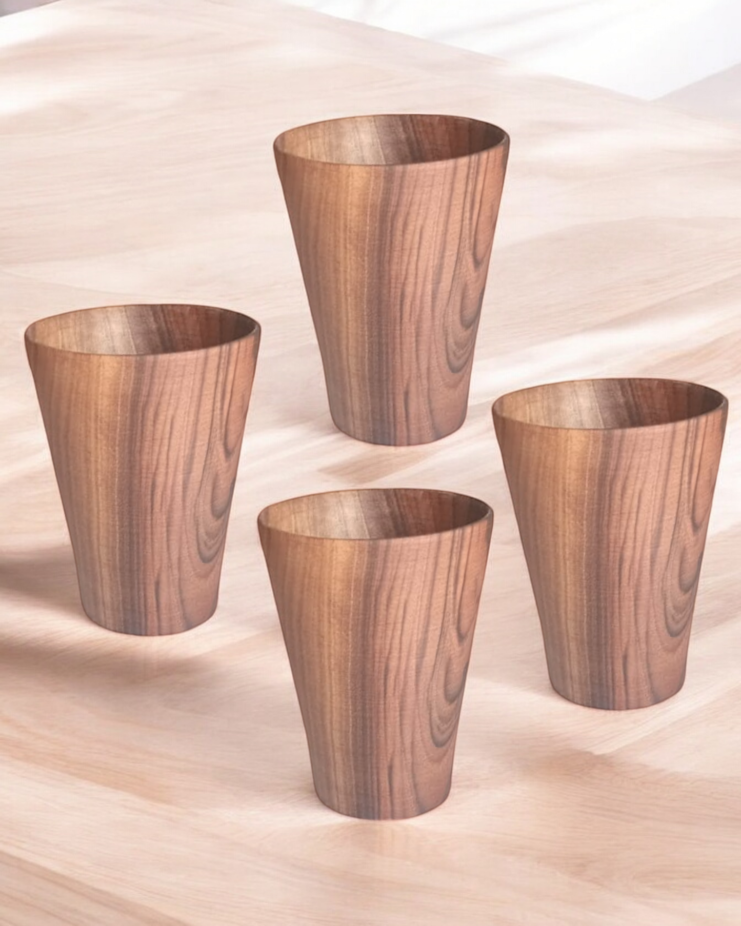 Set of Walnut wood Simple Glasses