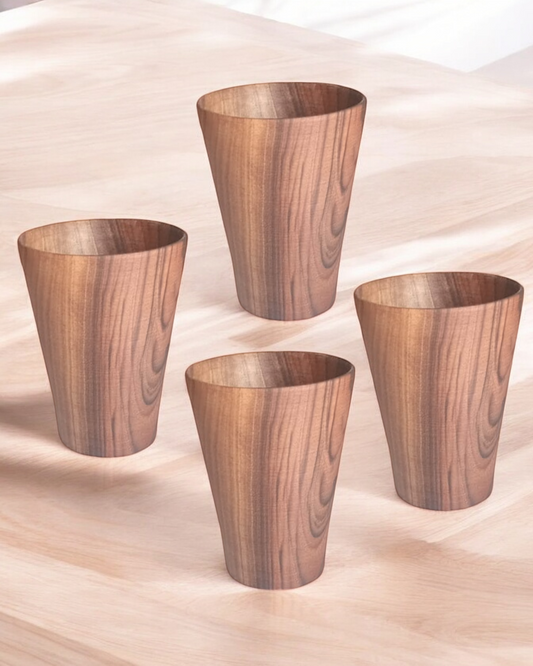 Set of Walnut wood Simple Glasses